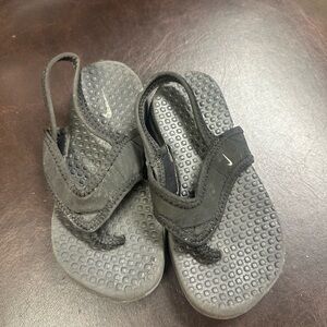 Nike Black and Gray Sandals with Textured Footbed